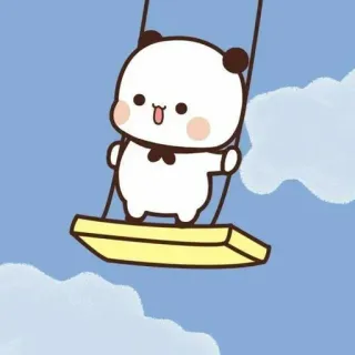 🤔 かわいい, パンダ, ブランコ, 漫画, カワイイ, 愛らしい telegram sticker