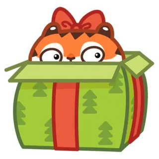 🎁 tiger, gift, animal, box, cartoon, cute telegram sticker