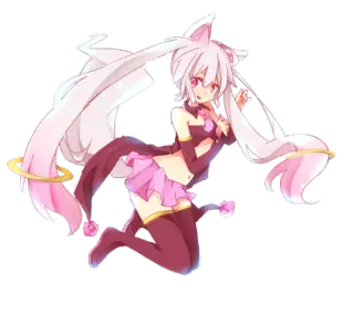 😚 Fille anime, Oreilles de chat, Rose, Cheveux blancs, Dessin animé whatsapp sticker
