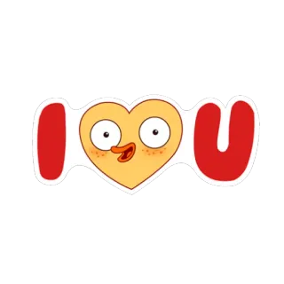 ❤ I ❤️ U amor, corazón, dibujos animados, lindo, San Valentín, expresión, pegatina telegram sticker