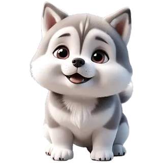 🥹 Husky, Welpe, Hund, Süß, Tier, Haustier, Cartoon whatsapp sticker