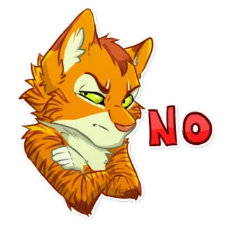 😠 NO chat, non, en colère, autocollant, dessin animé, animal, orange whatsapp sticker