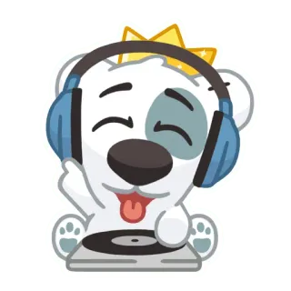 😛 sticker, cartoon, bear, headphones, dj, music, crown telegram sticker