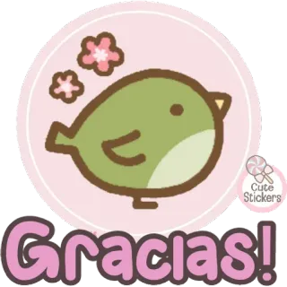 🤗 Gracias! птица, милый, наклейка, спасибо, gracias, каваий, розовый whatsapp sticker