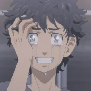 🥲 animé, pleurs, triste, garçon, émotionnel telegram sticker