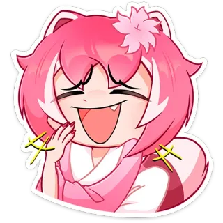 😅 cô gái anime, dễ thương, tóc hồng, chibi, sticker, phim hoạt hình telegram sticker