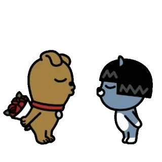 💬 강아지, 고양이, 만화, 동물, 키스, 사랑, 로맨스 whatsapp sticker