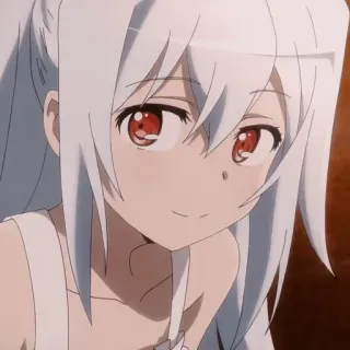 🙂 dziewczyna anime, czerwone oczy, białe włosy, słodka, anime, dziewczyna, kreskówka telegram sticker