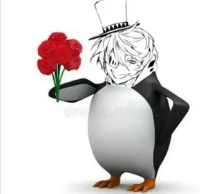 🌟 企鹅, 动漫, 玫瑰, 正装, 礼帽 telegram sticker