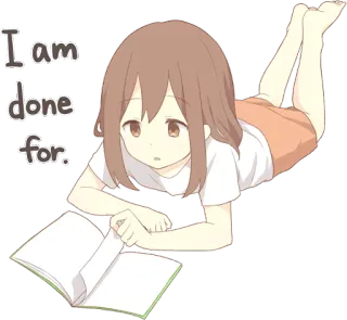 📔 I am done for. anime, girl, tired, done, school, study, book telegram sticker
