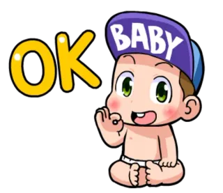 ⭕ OK BABY bebé, ok, niño, dibujos animados, lindo, gesto telegram sticker
