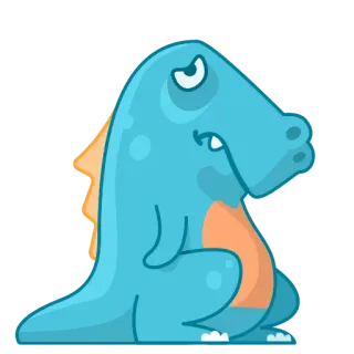 😕 恐龙, 卡通, 怪物, 可爱, 蓝色, 动物 whatsapp sticker