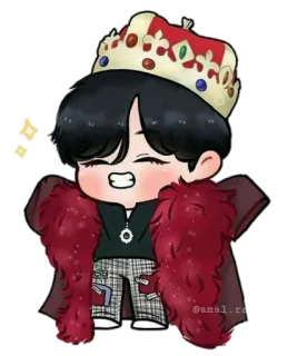 🦁 мультик, корона, король, королевский, чиби, фанарт telegram sticker