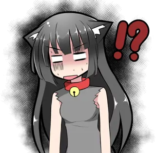 😧 аниме, девушка-кошка, в шоке, вопрос, восклицание, удивлён, смущен telegram sticker
