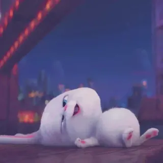 ☁️ Snowball The Secret Life of Pets lapin, mignon, blanc, dessin animé, animal, animal de compagnie, allongé whatsapp sticker