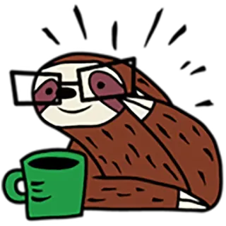 🤓 Faultier, Kaffee, Tier, Brille, süß telegram sticker
