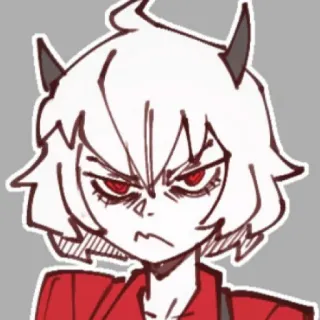 😡 Helltaker 悪魔, アニメ, 女の子, 怒り, 赤い目 telegram sticker