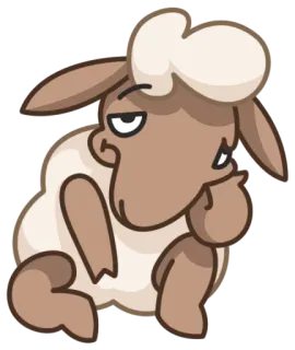 😒 ovelha, animal, fofo, desenho animado, adesivo telegram sticker