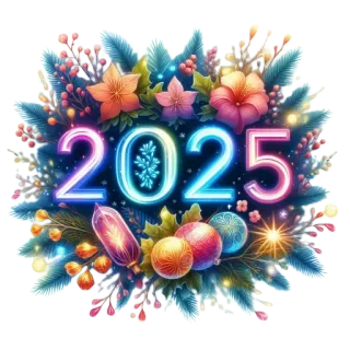 👍 2025 2025, ปีใหม่, ดอกไม้, คริสต์มาส, เครื่องประดับ, วันหยุด, รื่นเริง whatsapp sticker