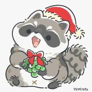 🎄 raccoon, christmas, holiday, animal, cute telegram sticker