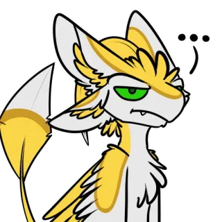 😒 Furry, Desenho animado, Animal, Amarelo, Branco, Personagem telegram sticker