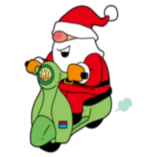 🛵 Santa Claus サンタ, スクーター, クリスマス, ホリデー, 漫画, お祝い telegram sticker