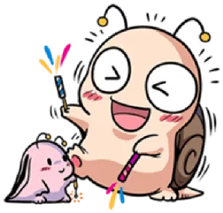 💥 Schnecke, Hase, Niedlich, Cartoon, Wunderkerzen, Feier telegram sticker