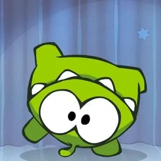 😜 Om Nom Cut the Rope Om Nom, Cut the Rope, monstre vert, dessin animé, mignon, personnage de jeu, jeu mobile whatsapp sticker