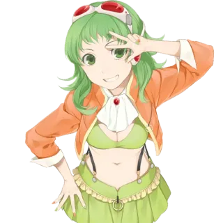 😁 Anime, Mädchen, Grüne Haare, Cartoon, Frau, Charakter telegram sticker