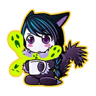 😕 kawaii, mignon, fantôme, chibi, chat, café telegram sticker