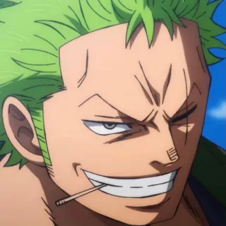 😁 Roronoa Zoro One Piece Anime, Spadaccino, Capelli verdi, Pirata, Paglia telegram sticker