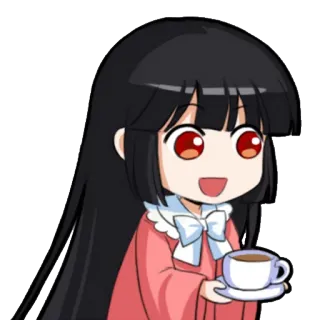 😀 Anime, Manga, Ragazza, Kawaii, Carino, Caffè, Tè, Cartone animato telegram sticker