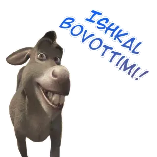 😁 Donkey Shrek ISHKAL BOVOTTIMI!! cartoon, movie, donkey, animated telegram sticker