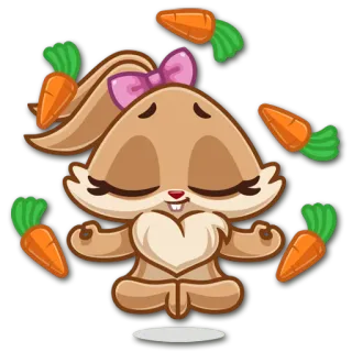 👐 coelho, cenouras, fofo, desenho animado, adesivo, animal telegram sticker