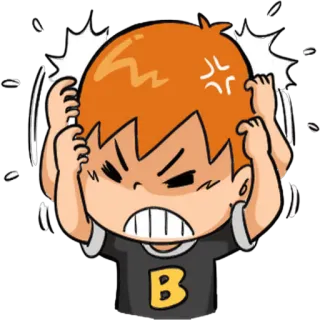 😤 wütend, frustriert, verärgert, Cartoon, Junge, gestresst, Wut telegram sticker