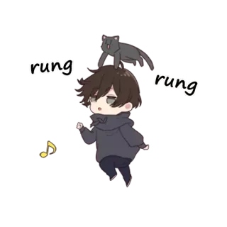 😄 rung rung gatto, chibi, nota musicale, cartone animato, personaggio telegram sticker