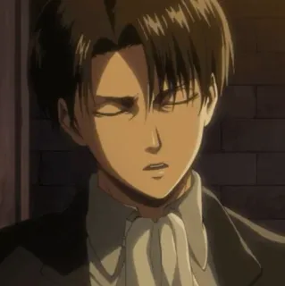 ☕ Levi Ackerman Attack on Titan Anime, Manga, Retrato, Personaje, Serio, Capitán, Levi telegram sticker
