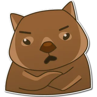 🙄 Wombat, enfadado, animal, dibujo animado, marsupial, emoji telegram sticker