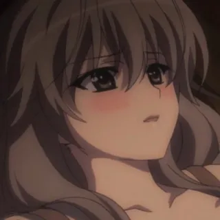 🪦 anime girl, blushing, gray hair, looking up, worried, anime telegram sticker