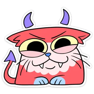 😈 кот, дьявол, мультфильм, милый, монстр, рога, демон, животное telegram sticker