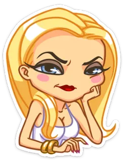 😒 bionda, donna, sticker, cartone animato, ragazza, femmina telegram sticker