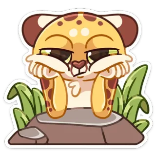 😕 leopardo, animal, lindo, pegatina, dibujos animados, mamífero telegram sticker