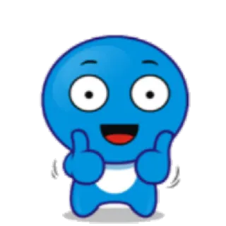 👍 мультик, талисман, синий, большой палец вверх, милый telegram sticker