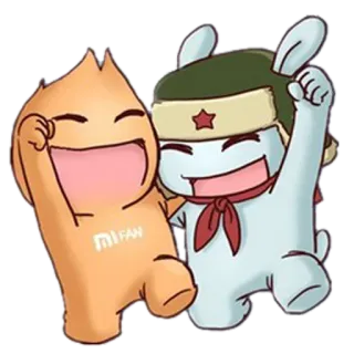 😓 MI FAN maskotka, kreskówka, fan, królik, Xiaomi telegram sticker