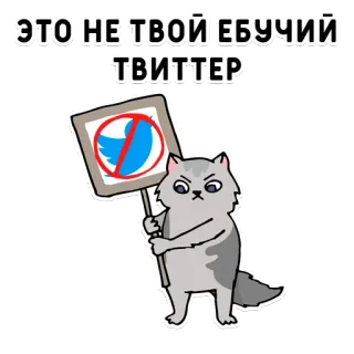 🚫 ЭТО НЕ ТВОЙ ЕБУЧИЙ ТВИТТЕР cat, twitter, censorship, funny, protest telegram sticker
