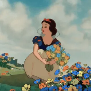 ☁️ Snow White Snow White and the Seven Dwarfs สโนว์ไวท์, เจ้าหญิงดิสนีย์, ดอกไม้, การ์ตูน, ตัวการ์ตูน, นิทาน telegram sticker