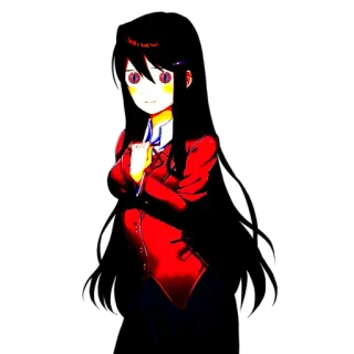 👁 anime, girl, school uniform, red, black hair telegram sticker