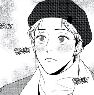 ✉️ BADUM manhwa, beret, blush, earrings, cartoon, manga telegram sticker