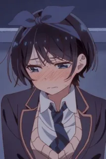 😳 anime, girl, blushing, uniform, cute, cartoon telegram sticker