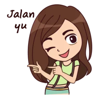 😉 haha yes Dibujos animados, Chica, Lindo, Guiño, Jaja, Sí whatsapp sticker